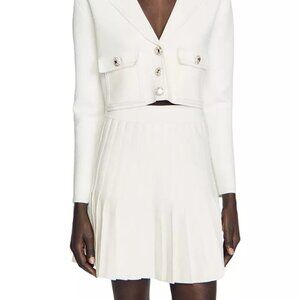 Edward Achour Paris Pleated Skirt in Ivory (size 40)